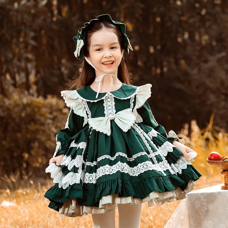 0-7Y Detí Šaty Dievča na Jar a na Jeseň Bavlna španielsky Lolita Šaty Strany Elegantné Šaty Pre Dievča Vianočný Kostým
