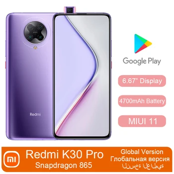 Smartphone Pôvodný Xiao Redmi K30 Pro 5G 6.67 palcový Full Zakrivené Displej Snapdragon 865 Globálna Verzia 4700mAh