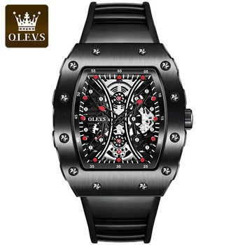 OLEVS Originálne Luxusné Quartz Hodinky pre Mužov Silikónové Popruh Nepremokavé Športové Módne Náramkové hodinky Top Značky relogio masculino