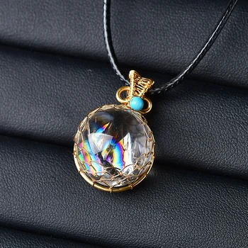 Prírodný Kameň Farebné Crystal Prívesok Jasný Kremeň Aura Tvar Gule Quartz Minerálne Šperky Liečivý Kameň Pre Ženy Šperky Darček