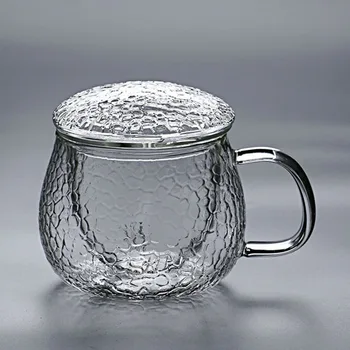 Japonský kladivo teacup sedacia súprava tepelne odolné transparentné sklo teacup s filtrom kryt kladivo pohár vody