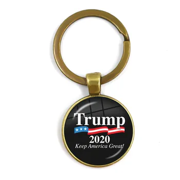 Udržať v Amerike Veľký 2020 USA Trump Zber Skla Cabochon Keychain Antické Bronzové Keyring Šperky Pre Ženy, Mužov Podporu Trump