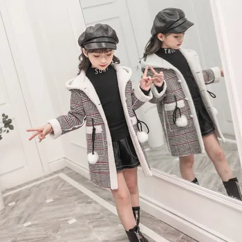 Dievčatá Kabát Deti Vlnené Tkaniny 2021 Fuzzy Zahustiť Teplé Zimné Jeseň Deti Vysoko Kvalitnej Bavlny Outwear Vlna detské Oblečenie