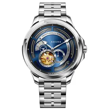 AOUKE Mužov Automatické Hodinky, Luxusné Mužov Sledujte Fashion Samostatne Vietor Mechanické náramkové hodinky Vodotesné Kostra Sapphire Zrkadlo