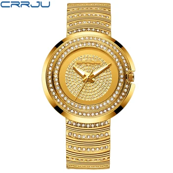 Dámske náramkové hodinky Top Značky Luxusné Šaty Veľký Okrúhly Ciferník Ženy Kamienkami Zlaté Hodinky Quartz Ladies dámske Hodinky Náramkové hodinky