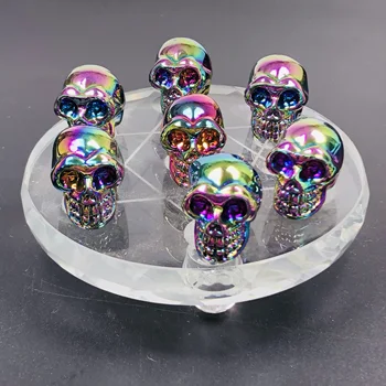 Prírodné Liečivé elektrolyticky pokrývajú kovové farby drahých kameňov, Crystal Skull Kameň Sedem star pole Ornament, pre Domáce Dekorácie