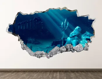 Atlantis Stenu Odtlačkový - Stratil Ocean City 3D Rozbili Stenu Umenie Nálepky Deti Izba Dekor Vinyl Domov Plagát Vlastný Darček KD584