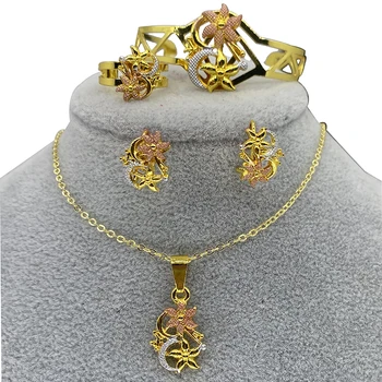 Etiópsky dieťa Prstene, Náušnice, Sety Svadobné Šperky, Zlato Farby Afriky Prívesky pre Dievčatká Šperky Dubaj arabský Názov Neckl