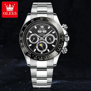 OLEVS Luxusné Originálne Automatické Mechanické Hodinky Mužov Perpetual Calendar Nepremokavé Nehrdzavejúcej Ocele Self-vietor Mechanické Náramkové hodinky