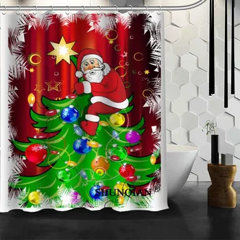 Nové Santa Claus Sprchový Záves Vianočné Dekorácie Pre Domov Nepremokavé Tkaniny Tkaniny, Záclony Sprchovým Kútom, Opona Kúpeľňa A9.4
