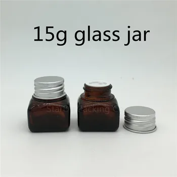 Doprava zadarmo, 15 g Štvorcového Tvaru Amber Sklo Krém Jar, Očný Krém A Rúž, Senior Krém Fľašu