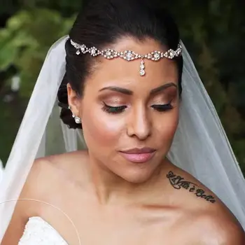 Najnovšie módne Drahokamu čelo reťazca ženy Bohemia India luxusné Crystal Svadobné headdress reťazca svadobné šperky veľkoobchod