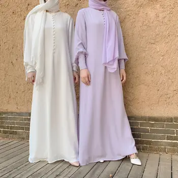 Wepbel Moslimské Oblečenie Žien Abaya Farbou Hidžáb Ramadánu Islamské Oblečenie Župan Turecko Kaftan Dubaj Elegantné Šifón Šaty Abaya