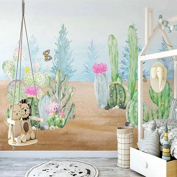 Vlastné Nástenné Tapety Nordic Doplnky, Ručne Maľované Kaktus 3D Rastlín Nástenné Maľby Obývacia Izba Gauč TV Spálňa Domova 3D Tapety