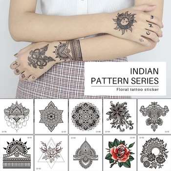 1 list Arm Tattoo rukáv fashion india kvetinový vzor, nepremokavé čiernej ruže kvet Unisex Sexy Dočasné tetovanie nálepky RA030