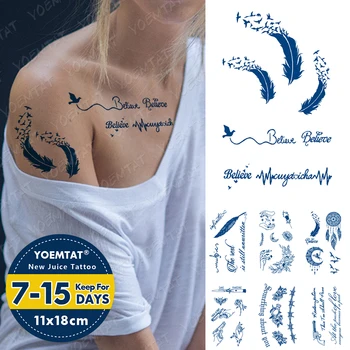 Šťava Atrament Tetovanie Body Art Trvalé Vodotesné Dočasné Tetovanie Nálepky Pierko Planéty Tetovanie Rameno Falošné Mini Starej Školy Tatto Ženy