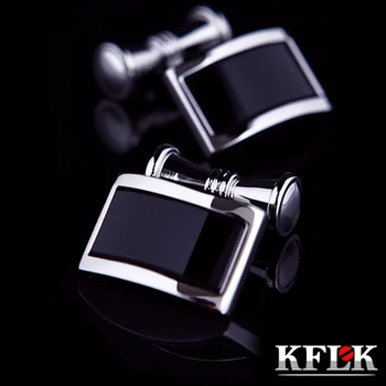 KFLK Luxusné tričko HOT manžetové gombíky pre mužov darček Značky putá tlačidlá Black Reťazca manžetové Vysokej Kvality abotoaduras Šperky