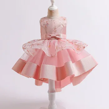 Detské svadobnú tortu šaty výšivky módne Princezná Vintage súd šaty pre dievčatá Šaty dievčatko Sprievod letné šaty