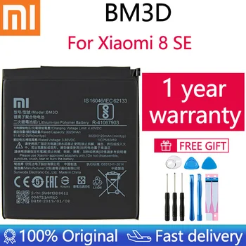 Xiao Mi Originálne Batérie Telefónu BM3D 3020mAh pre Xiao Mi 8 SE Vysoko Kvalitné Náhradné Batérie Maloobchodných Balíkov Bezplatné Nástroje