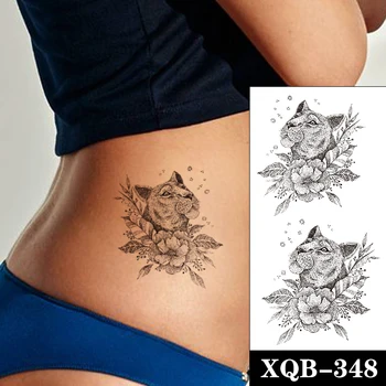 Nepremokavé Dočasné Tetovanie Nálepky Black Lion Obyčajný Kvety Totem Dizajn Falošné Tetovanie Flash Tatoos Ramena Body Art pre Ženy, dievča