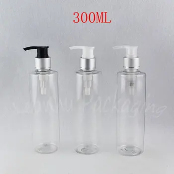 300 ML Transparentná Plastová Fľaša S Mliekom Čerpadla , 300CC Lotion / Šampón Čiastkové plnenie do fliaš , Prázdne Kozmetické Kontajner ( 20 PC/Lot )