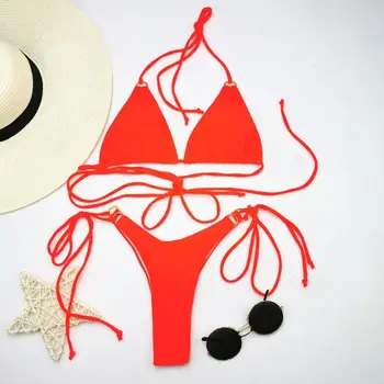 2 Ks/Set Populárne Backless s uväzovaním za Krk Bikini Plávanie Oblek Bikini Set Dvoch-dielny Pohodlné