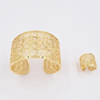 NEW Vysoká Kvalita Ltaly 750 Zlatá farba Šperky Set Pre Ženy, afriky korálky módny Náramok, Prsteň, šperky