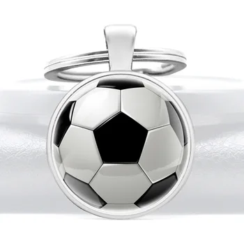Móda Futbal Dizajn Skla Dome kľúčenky Prívesky Muži Ženy Krúžok na kľúče Prívesok Šperky, Darčeky