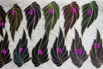 Zmiešajte Všetky Farby, Farebné Textílie appliqued vyšívané leaf kvetované Black 16-18 cm