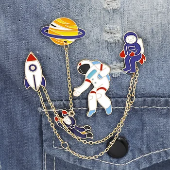 Priestor Planéty Astronaut Tvorivé Študentské Kolíky Brošňa Klope Odznaky Muži Ženy Módne Šperky Darčeky Zdobia Batoh Golier Klobúk