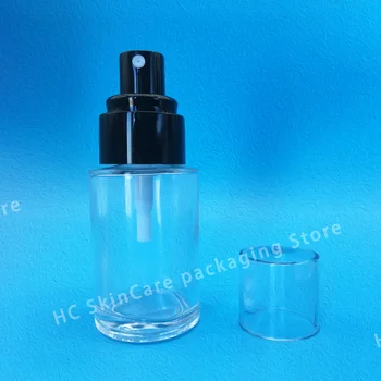 Veľkoobchod Prázdne Sklenené Fľaše vo veľkom Ploché Ramenný Jasné Spreji s Plastovým Vekom na Esenciálne Oleje Aromaterapia Parfum