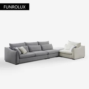 Moderný minimalistický pôvodné textílie gauč flanelové textílie nadol, veľká obývacia izba rohu veľký apartmán svetlo luxusný nábytok