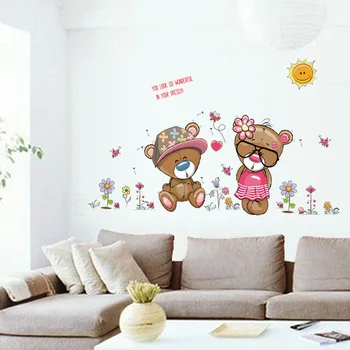 Roztomilý medveď detskej izby mš dekorácie nástenná maľba, spálne, obývacej izby, dekorácie, samolepky na stenu, tapety