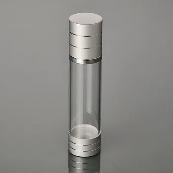 100 ML striebornej airless fľaša jasné tela matná strieborná linka veko pre mlieko/emulzie/sérum/toner/zubov kvapaliny podstate balenie
