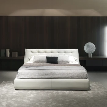 Nordic luxusná kožená posteľ manželská posteľ moderný jednoduchý 1.8 m spálňa svadobné lôžko talianskej kože umenie posteľ
