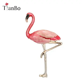 Nový Dizajn Zliatiny Červené, Modré Smalt Flamingo Vták Brošne Ženy, Mužov Kovové Zvierat Brošňa Kolíky Banquet Broche Darček Šatku Pracka