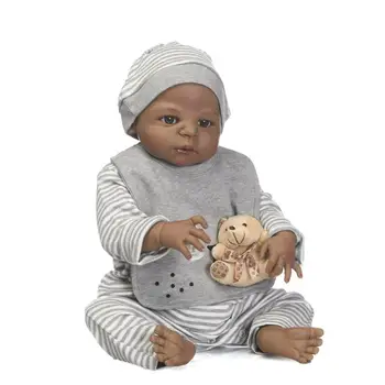 23 palec 57 cm Bebe Znovuzrodené Deti African American Baby Doll Black Boy celého Tela Silikónové Reborn Baby Doll Juguetes Brinquedos