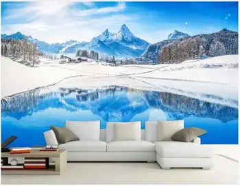 3d foto tapety vlastné externé HD modrý sneh horské jazero scenérie v pozadí domova obývacia izba tapety na steny 3 d