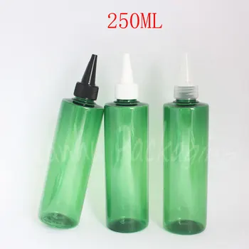 250ML Zelenej Plastovej Fľaši Poukázal Úst Spp , 250 ML Prázdne Kozmetické Kontajner , Džem / Mlieko, Obaly na Fľaše ( 25 PC/Lot )