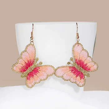 Nové Ružové Pletená Motýľ Visieť Náušnice pre Ženy, Dievčatá Roztomilý Strany Visiace Náušnice Veľkoobchod Šperky, Darčeky