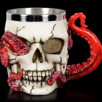 Z nehrdzavejúcej ocele, pivo, sklo lebky HRNČEK vody pohár Halloween darček víno pohár octopus šálku kávy