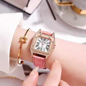 Reloj Mujer2022 Námestie Luxusné Značky Módne Kože Quartz Hodinky pre Ženy Bežné Temperament Šaty Žien Hodinky часы женские