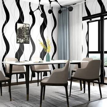 Vlnité tapety čierny a biely zvislý pruh moderné jednoduché geometrie Nordic štýl spálňa obývacia miestnosť TV, pozadie, wallpaper
