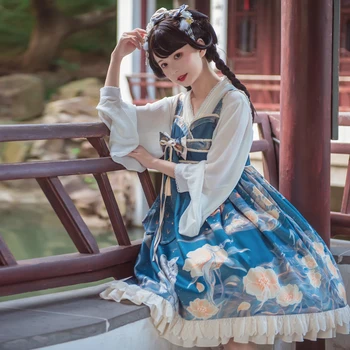 Sviatok Kvety ~ Vintage Čínsky Štýl Lolita JSK Šaty Han Kostým podľa Yomi