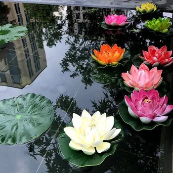1 ks 18 cm Plávajúce Lotus DIY Plastové lekna Svadobné Home Party Dekorácie Umelý Kvet Mariage Falošné Rastliny, Záhrada Dekor