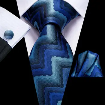Hi-Tie Navy Blue Print Hodvábne Svadobné Kravatu Pre Mužov Handky Cufflink Kravata Pre Mužov Módne Novosti Návrhu Obchodnej Strany Dropship