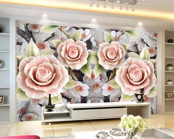 beibehang Moderné domáce dekorácie 3D foto tapety Módne kvety Emboss pozadí steny tapety obývacia izba tapety 3d