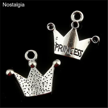 Nostalgia 20Pcs Princezná Svadobné Koruny zobrazili kľúčové tlačidlá Pre Šperky, Takže Prívesok 18*20 MM