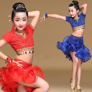 Krásne Dievča latinskej Šaty Deti Deti Oblečenie pre latinskej Tanca Školenia a Súťaže Leopard Sála Party Dance Sukne