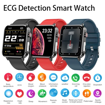 PPG EKG Smart Hodinky s Telesnú Teplotu, Tepová frekvencia, Krvný Tlak Spánku Zdravie Monitor Muži Ženy Nepremokavé Športové Smartwatch